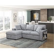 Pemberly Row Boucle Sectional with Left Chaise Pull-Out Bed and USB in Gray