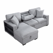 Pemberly Row Boucle Sectional with Left Chaise Pull-Out Bed and USB in Gray