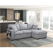 Pemberly Row Boucle Sectional with Right Chaise Pull-Out Bed and USB in Gray