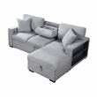 Pemberly Row Boucle Sectional with Right Chaise Pull-Out Bed and USB in Gray