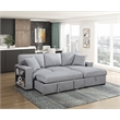 Pemberly Row Boucle Sectional with Right Chaise Pull-Out Bed and USB in Gray