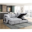 Pemberly Row Boucle Sectional with Right Chaise Pull-Out Bed and USB in Gray