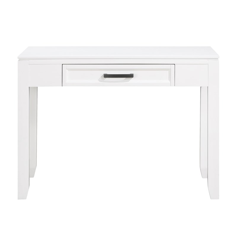 Pemberly Row Wood Writing Desk with Drawer and Bar Pull in White
