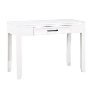 Pemberly Row Wood Writing Desk with Drawer and Bar Pull in White