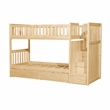 Pemberly Row Twin over Twin Step Bunk Bed with Storage Drawers in Natural Pine