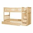 Pemberly Row Twin over Twin Step Bunk Bed with Storage Drawers in Natural Pine