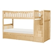 Pemberly Row Twin over Twin Step Bunk Bed with Storage Drawers in Natural Pine