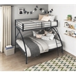 Pemberly Row Metal Twin over Full Bunk Bed with Guard Rails 300 lbs in Black