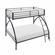 Pemberly Row Metal Twin over Full Bunk Bed with Guard Rails 300 lbs in Black