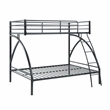 Pemberly Row Metal Twin over Full Bunk Bed with Guard Rails 300 lbs in Black