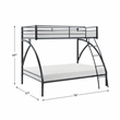 Pemberly Row Metal Twin over Full Bunk Bed with Guard Rails 300 lbs in Black