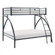 Pemberly Row Metal Twin over Full Bunk Bed with Guard Rails 300 lbs in Black