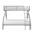 Pemberly Row Metal Twin over Full Bunk Bed with Guard Rails 300 lbs in Gray