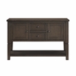 Pemberly Row Oak Veneer Dining Server with Drawers and Cabinets in Dark Espresso