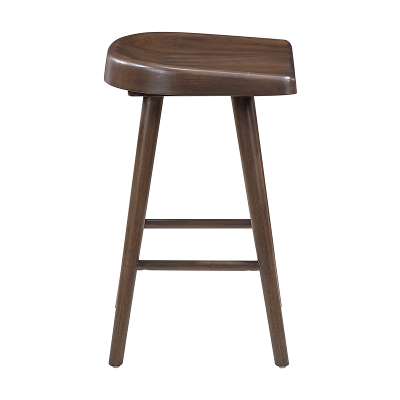 Pemberly Row Acacia Counter Height 5-Piece Dining Set with Saddle Stools - Brown