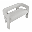Pemberly Row Boucle Curved Accent Bench Fully Assembled 250 lbs in Light Gray