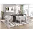 Pemberly Row Boucle Curved Accent Bench Fully Assembled 250 lbs in Light Gray
