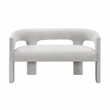Pemberly Row Boucle Curved Accent Bench Fully Assembled 250 lbs in Light Gray