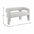 Pemberly Row Boucle Curved Accent Bench Fully Assembled 250 lbs in Light Gray