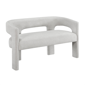 Pemberly Row Boucle Curved Accent Bench Fully Assembled 250 lbs in Light Gray