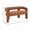 Pemberly Row Boucle Curved Accent Bench Fully Assembled 250 lbs in Orange