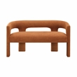 Pemberly Row Boucle Curved Accent Bench Fully Assembled 250 lbs in Orange