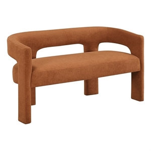 Pemberly Row Boucle Curved Accent Bench Fully Assembled 250 lbs in Orange