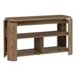 Pemberly Row Oak Veneer Console Sofa Table with 2 Shelves in Brown