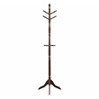 Pemberly Row Solid Wood 3-Tier Coat Rack with 10 Hooks in Dark Brown