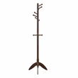 Pemberly Row Solid Wood 7-Tier Coat Rack with 11 Hooks Tripod Base in Dark Brown