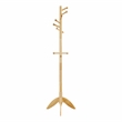 Pemberly Row Solid Wood 7-Tier Coat Rack with 11 Hooks Tripod Base in Natural