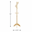 Pemberly Row Solid Wood 7-Tier Coat Rack with 11 Hooks Tripod Base in Natural