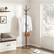 Pemberly Row Solid Wood 3-Tier Coat Rack with 9 Hooks in Dark Brown