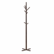 Pemberly Row Solid Wood 3-Tier Coat Rack with 9 Hooks in Dark Brown