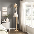 Pemberly Row Solid Wood 3-Tier Coat Rack with 9 Hooks in Natural