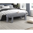 Pemberly Row Velvet Upholstered Accent Bench with Foam Cushion 300 lbs in Gray