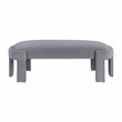 Pemberly Row Velvet Upholstered Accent Bench with Foam Cushion 300 lbs in Gray