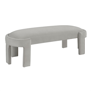 Pemberly Row Velvet Upholstered Accent Bench with Foam Cushion 300 lbs in Taupe