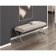 Pemberly Row Chenille Bench with X-Base Iron Frame in Champagne and Taupe