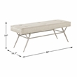 Pemberly Row Button Tufted Fabric Bench with Champagne Metal Legs in Beige