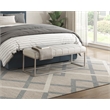 Pemberly Row Channel Tufted Fabric Bench with Champagne Metal Frame in Beige
