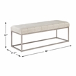 Pemberly Row Channel Tufted Fabric Bench with Champagne Metal Frame in Beige
