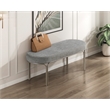 Pemberly Row Chenille Oval Bench with Champagne Metal Legs 300 lbs in Gray