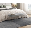 Pemberly Row Chenille Oval Bench with Champagne Metal Legs 300 lbs in Gray