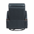 Pemberly Row Faux Leather Swivel Glider Recliner with Wood Arms in Dark Blue