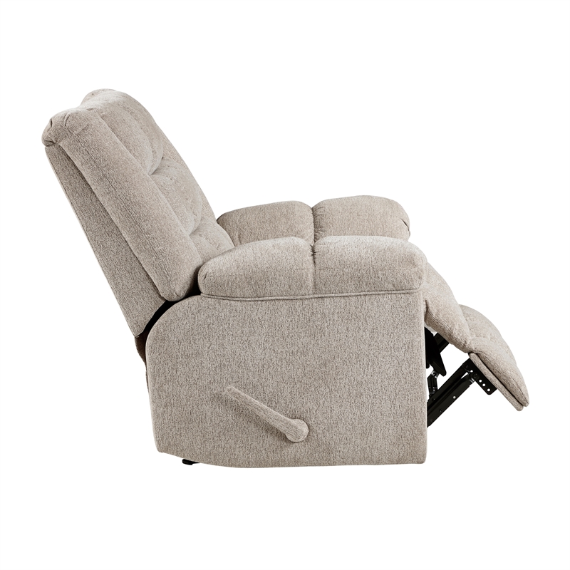 Pemberly Row Chenille Rocker Recliner with Foam over Pocket Coils in Light Brown