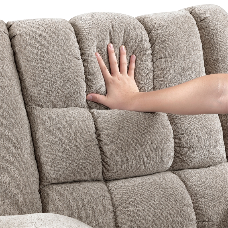 Pemberly Row Chenille Rocker Recliner with Foam over Pocket Coils in Light Brown