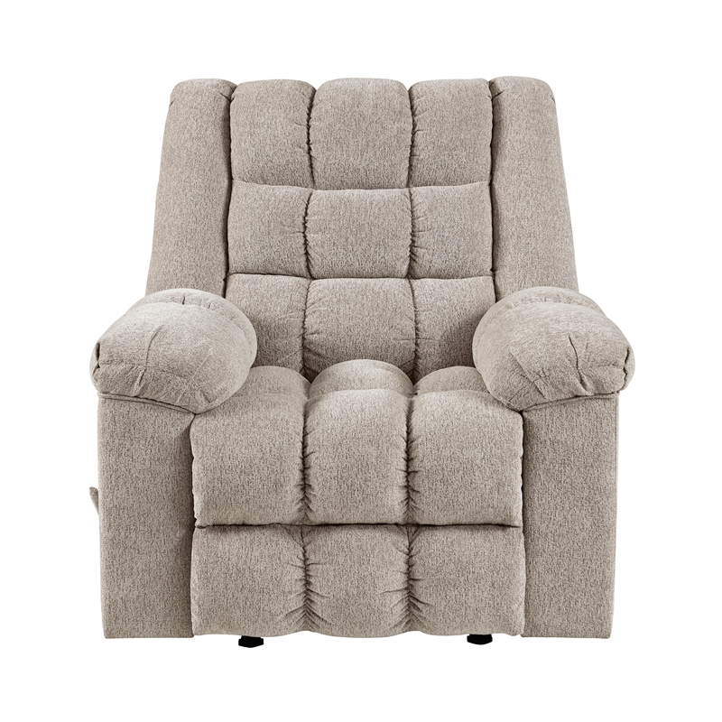 Pemberly Row Chenille Rocker Recliner with Foam over Pocket Coils in Light Brown