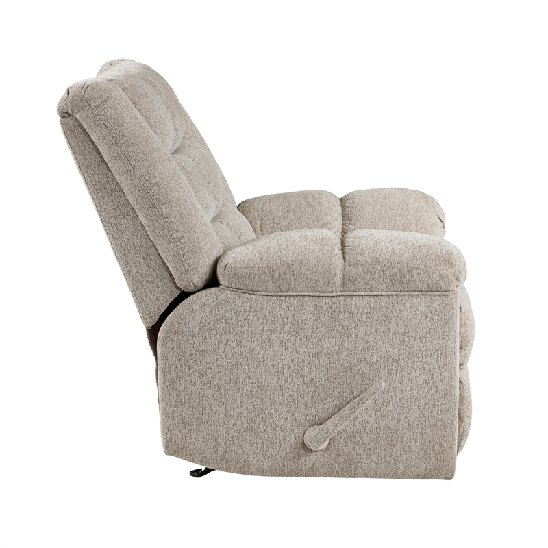Pemberly Row Chenille Rocker Recliner with Foam over Pocket Coils in Light Brown