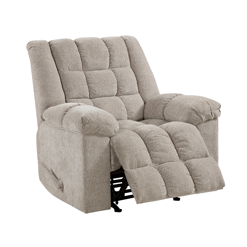 Pemberly Row Chenille Rocker Recliner with Foam over Pocket Coils in Light Brown